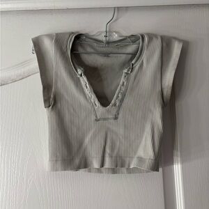 Urban Outfitters Light Gray Ribbed Crop Top
